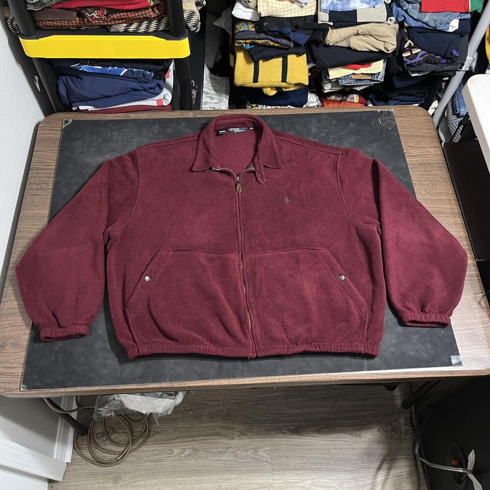 Vintage Polo Ralph Lauren Harrington Jacket Burgundy 2XL Bomber Made In USA 90s